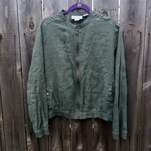 Cynthia Rowley Green Linen Jacket L Minimalist Lagenlook
